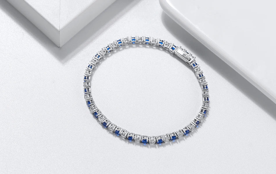 ORSA JEWELS Authentic 925 Sterling Silver Tennis Chain Bracelet Moulding Process Hanmade High-end Hand Chain for Man Woman SB128