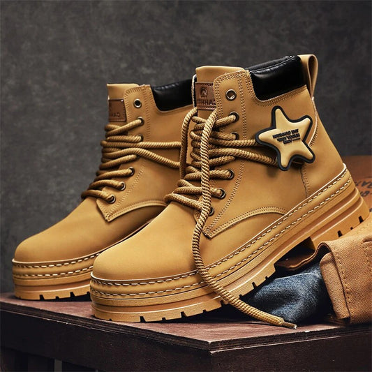 Men Leather Luxury Motorcycle Military Boots For Men Winter Chelsea Boots