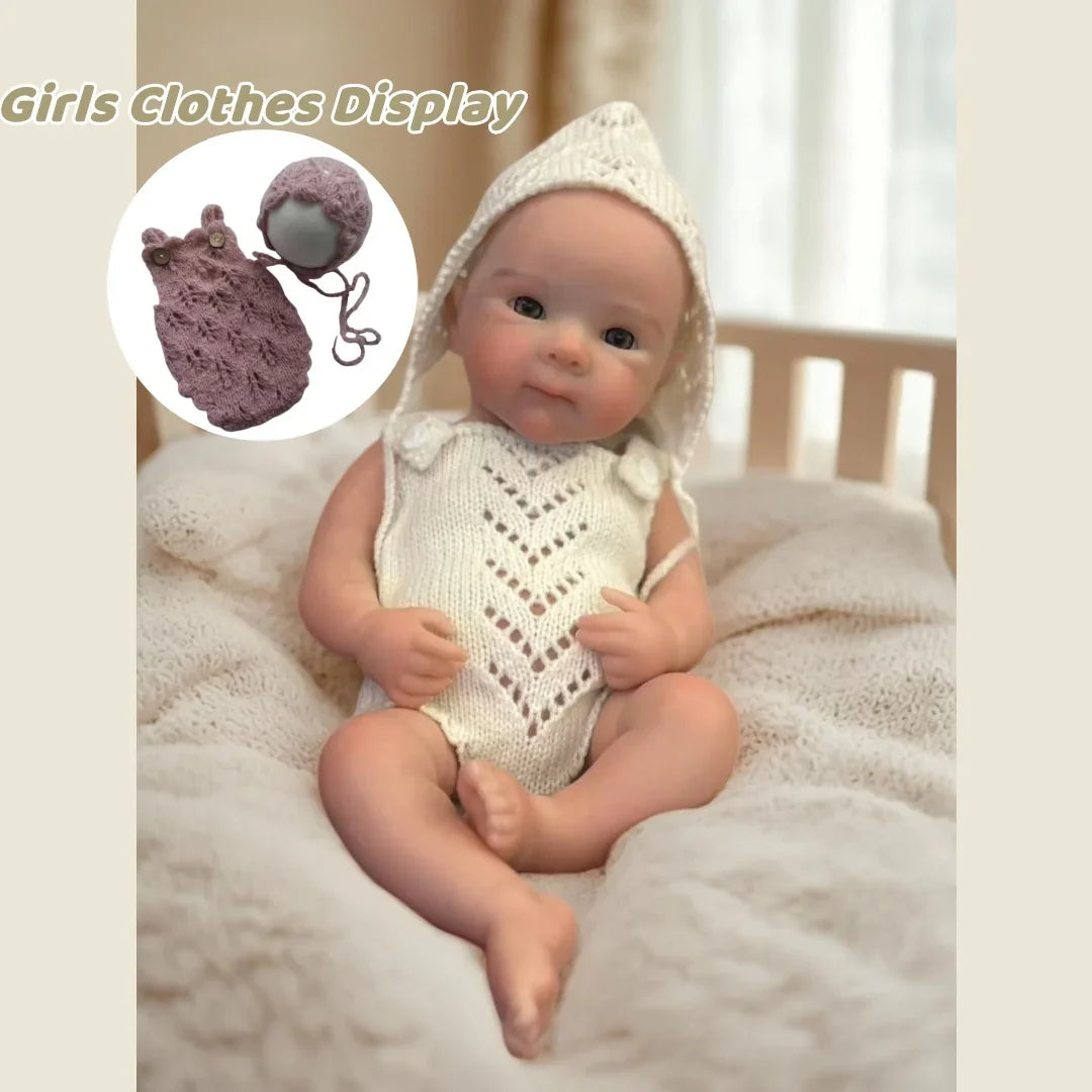 Open Mouth 13Inch Bettie With 2 Sets Clothes Solid Silicone Bebe Reborn Girl Handmade Painted Skin Soft Touch Newborn Girl Dolls