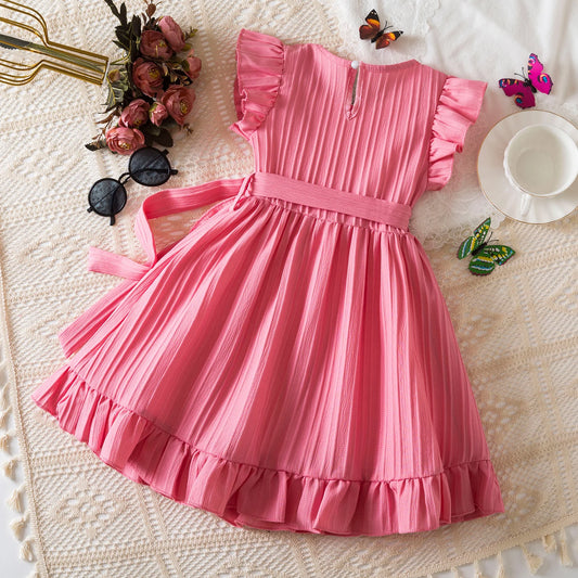 Dress for Kids Girls 3-8 Years Ruffles Sleeves Elegant Princess Dresses