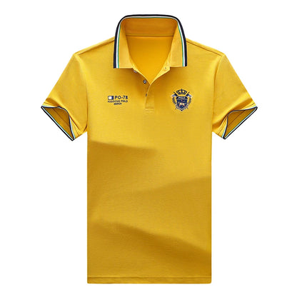 New Men's Casual Embroidery Short Sleeve Polo Shirt Fashion Solid Color Top