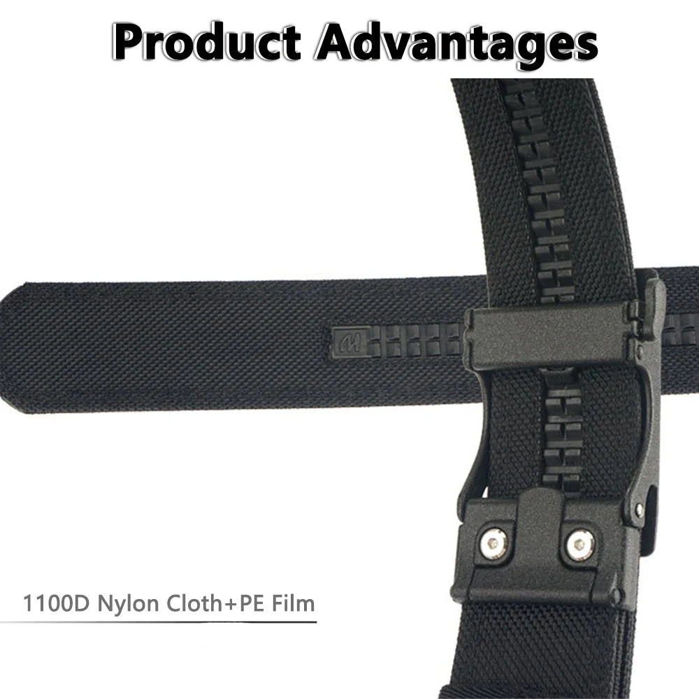 TUSHI New Hard Tactical Belt for Men Metal Automatic Buckle IPSC Gun Belt 1100D Nylon Military Belt Outdoor Sports Girdle Male