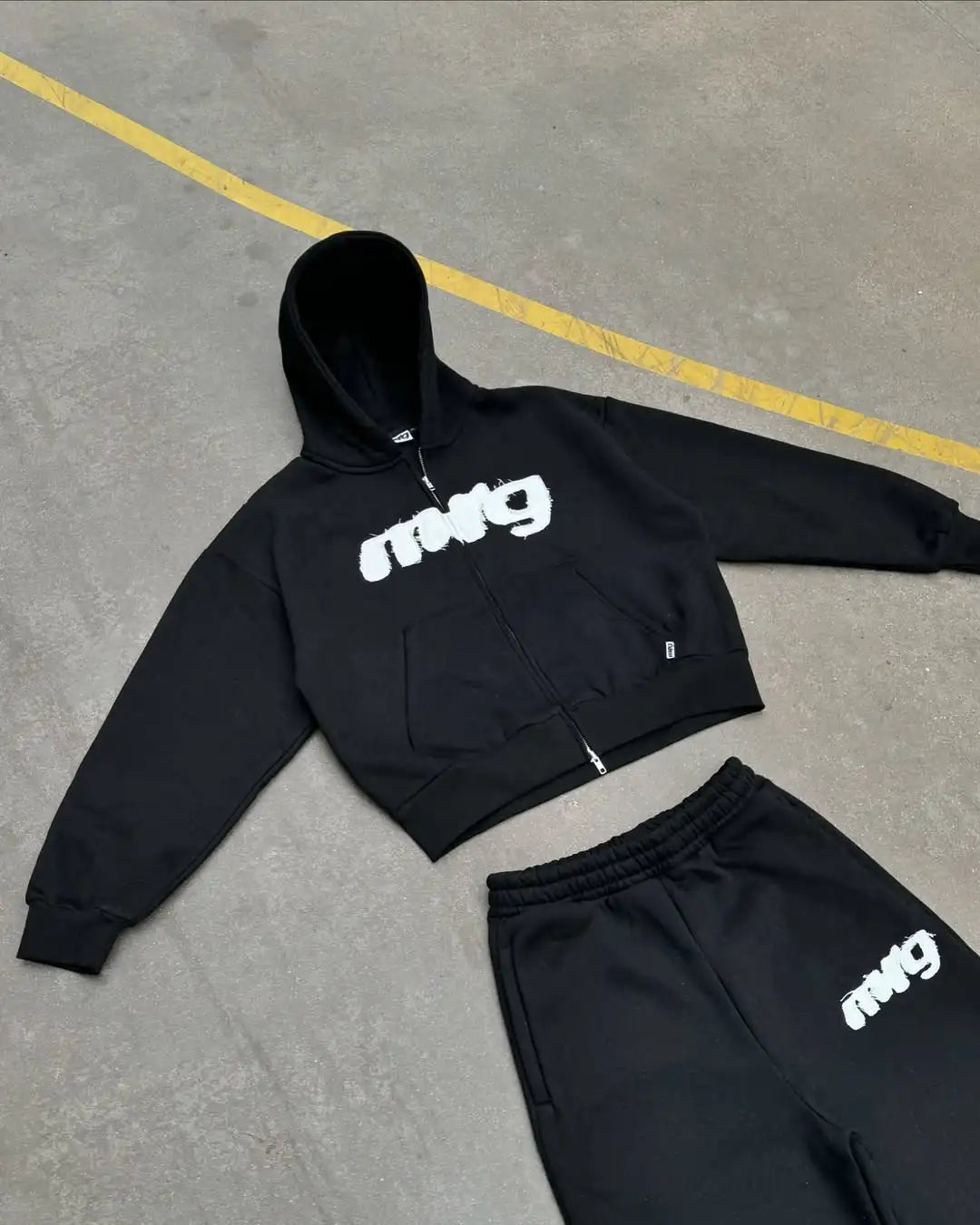 High street hip-hop letter pattern logo sportswear Harajuku retro couple casual set Gothic punk fashion hooded sweatshirt