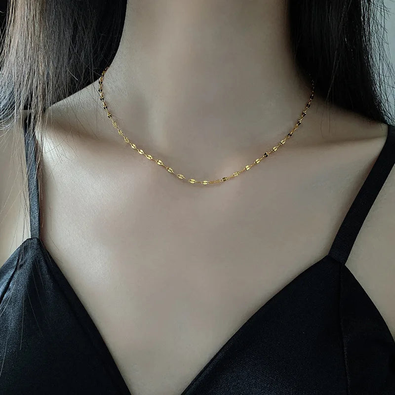 Stainless Steel Double Layer Bead Annulation Pendant Necklace For Women Stacked