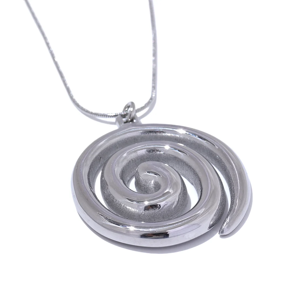 Yhpup Trendy Stainless Steel Round Circle Pendant Necklace 18K PVD Plated Waterproof Statement Neck Jewelry Bijoux Femme New