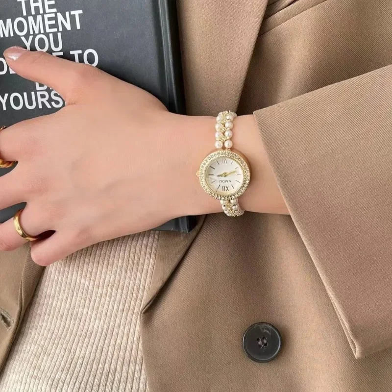 Pearl Studded Strap Women Watch Luxury Ladies Gift Bracelet Watch Fashion Quartz Wristwatches Dropshipping Relojes Para Mujer