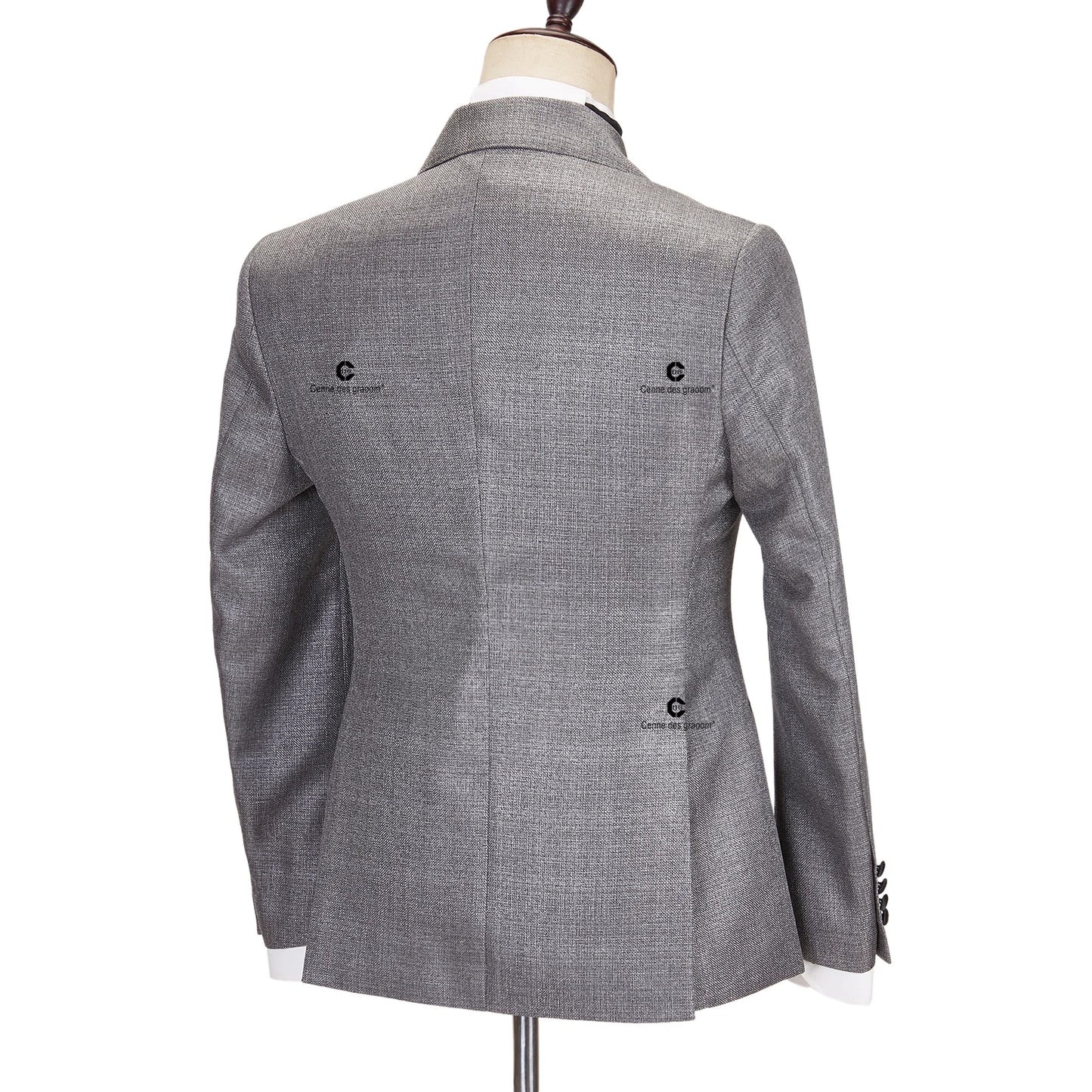 Tuxedo for Mens: Elegant Grey Tuxedo Suits for Men Double Breasted Black Satin