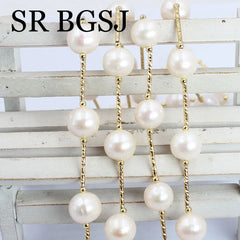 11-12mm Big White Real Natural Freshwater Pearl Long Sweater Necklace