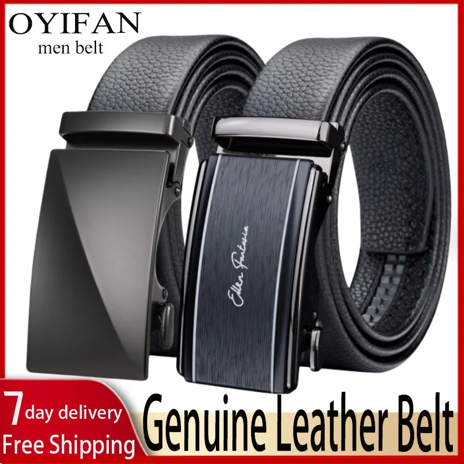 Genuine Cow Leather Automatic Belt For Men Formal Automatic Buckle Belt Genuine Leather Mens business Strap