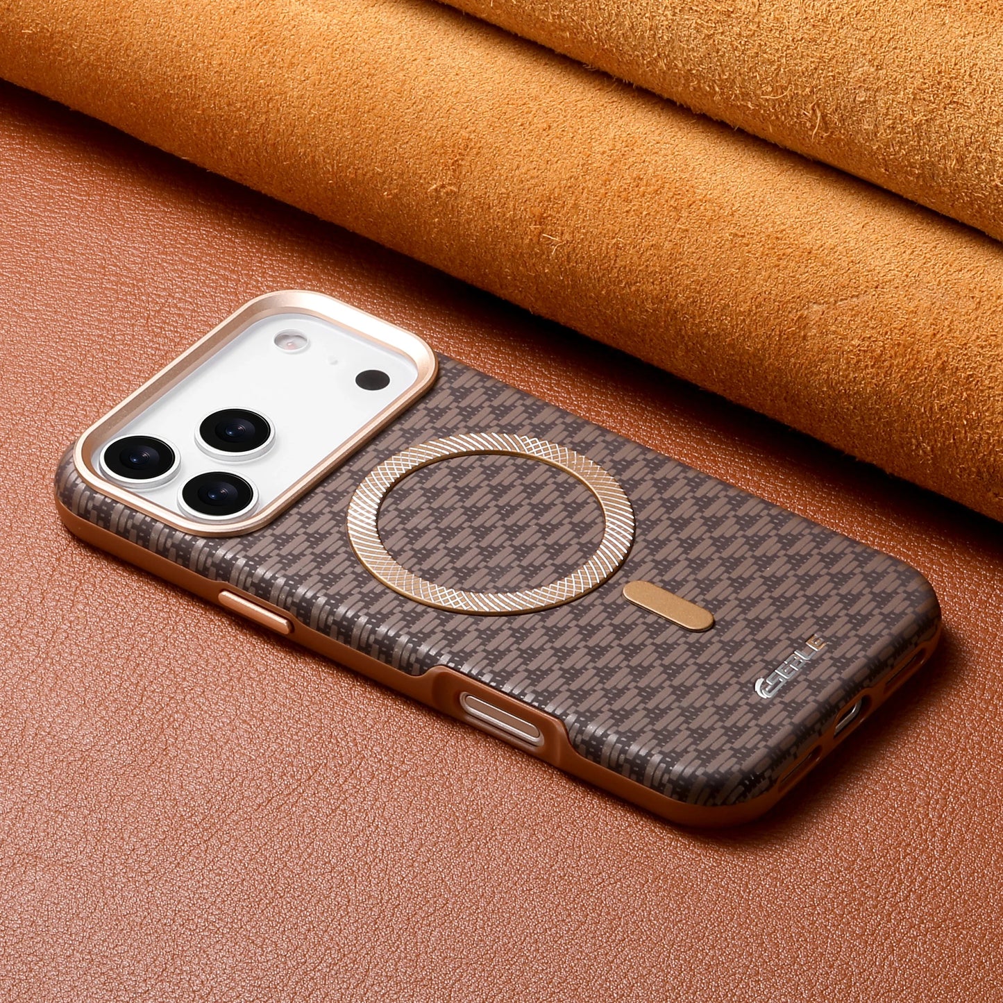 Leather Magnetic Phone Case For iPhone 17 16 15 14 13 Pro Max 17Pro 17Air Metal Lens Button Bumpe Cover