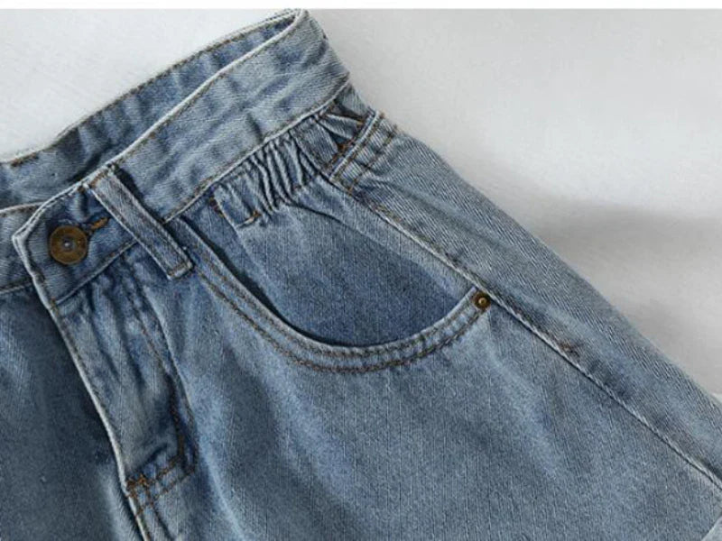 ZMZBCH Summer High Waist Denim Shorts Women Casual Loose Ladies Fashion Plus Size Elastic Waist Wide Leg Short Jeans Female