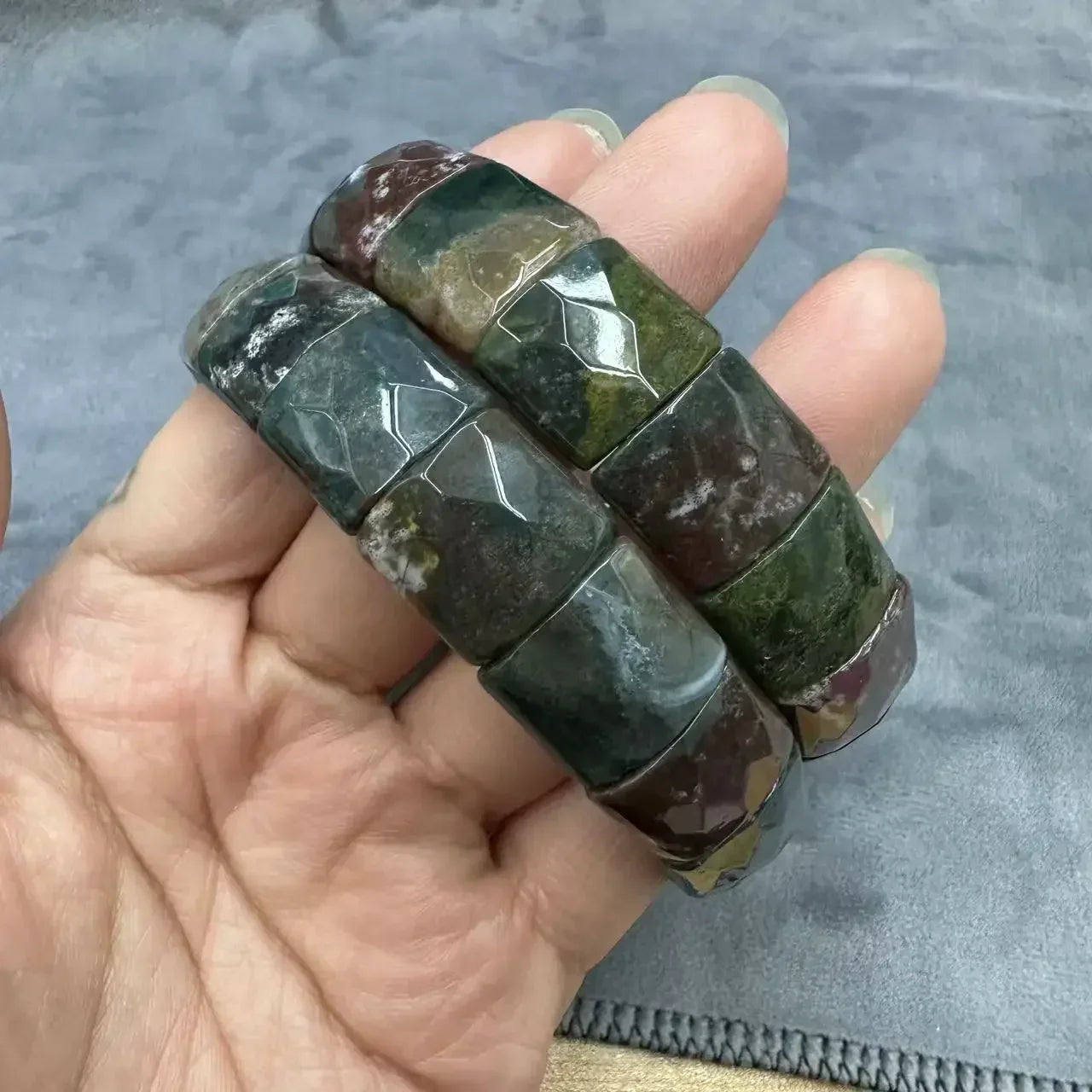 Natural 12x15mm Faceted Stone Unique Crystal Citrine Agate Amethyst Pyrite Fashion Elastic Handcrafted Bracelets Energy Bangles