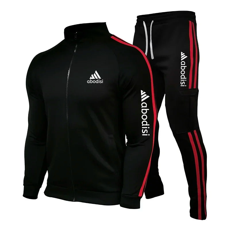 New Spring Fashion Casual Men Tracksuits Stripe Sportswear Men's Sets Jacket Casual Tracksuit Male Gyms Sweatshirt 2 Piece Set