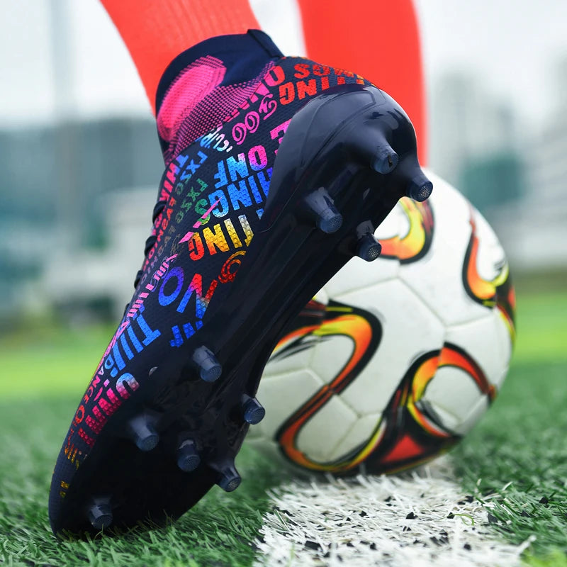 Professional Unisex Soccer Shoes Long Spikes TF Ankle Football Boots