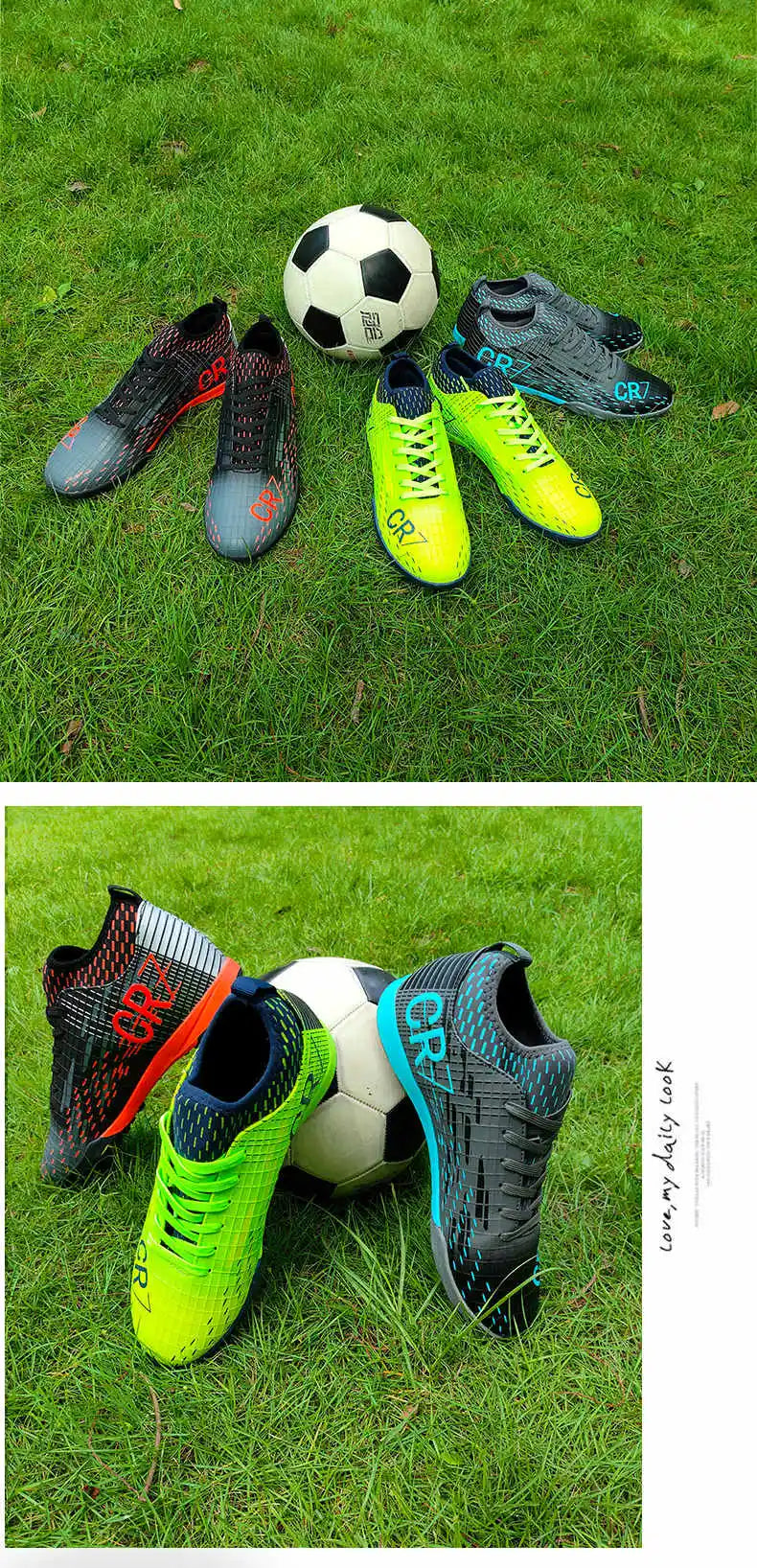 Fashion Green Men's Football Shoes Superstar Outdoor Non-slip Child Futsal