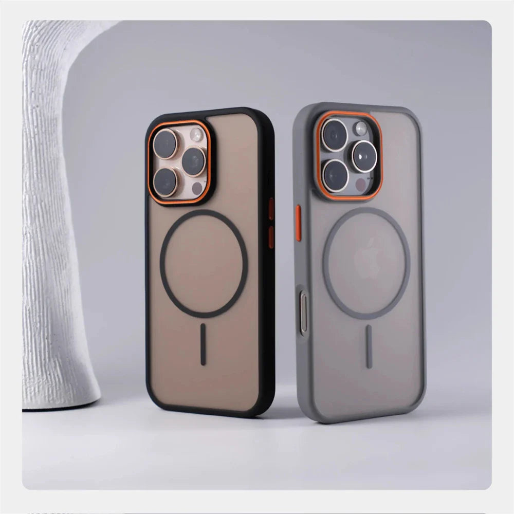 Luxury Matte Translucent Magnetic Case For iPhone 17 16 Pro Max 15 14 Plus 13 12 For Magsafe Wireless Charging Shockproof Cover