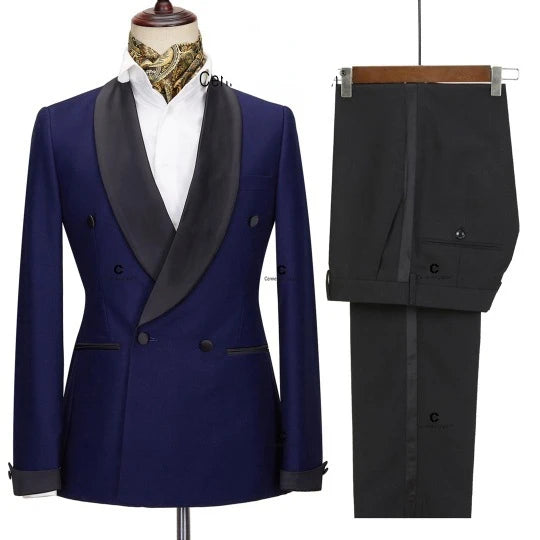 Tuxedo for Mens: Men's Suit Two Sets Wedding Bridegroom Best Man Suit Black