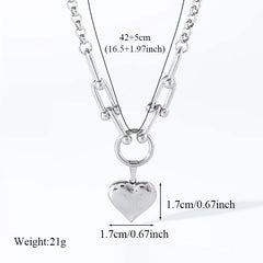 316L Stainless Steel Heart Love Pendant Necklace For Women Fashion 18K Gold