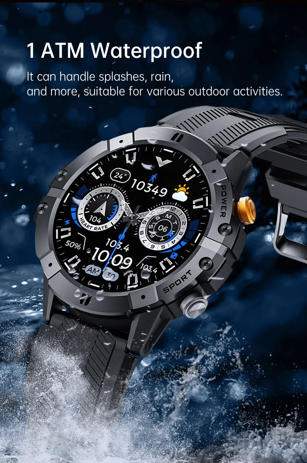 CUBOT C29 SmartWatch 1.52-inch 1ATM Waterproof Sport Watch for Men 410mAh Battery, Bluetooth Call, Heart Rate&24H Health Monitor