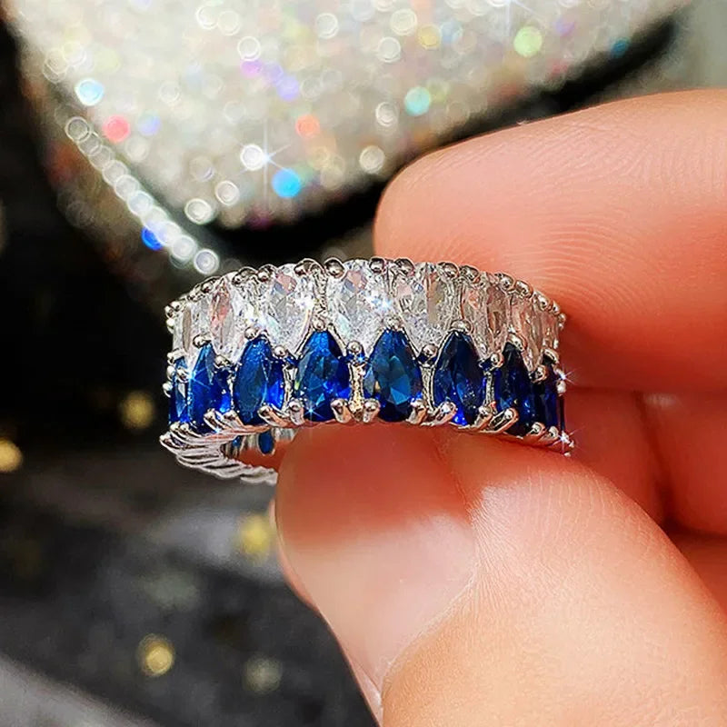 Cubic Zirconia Engagement Rings for Women Marquise Crystal Wedding Ring Party