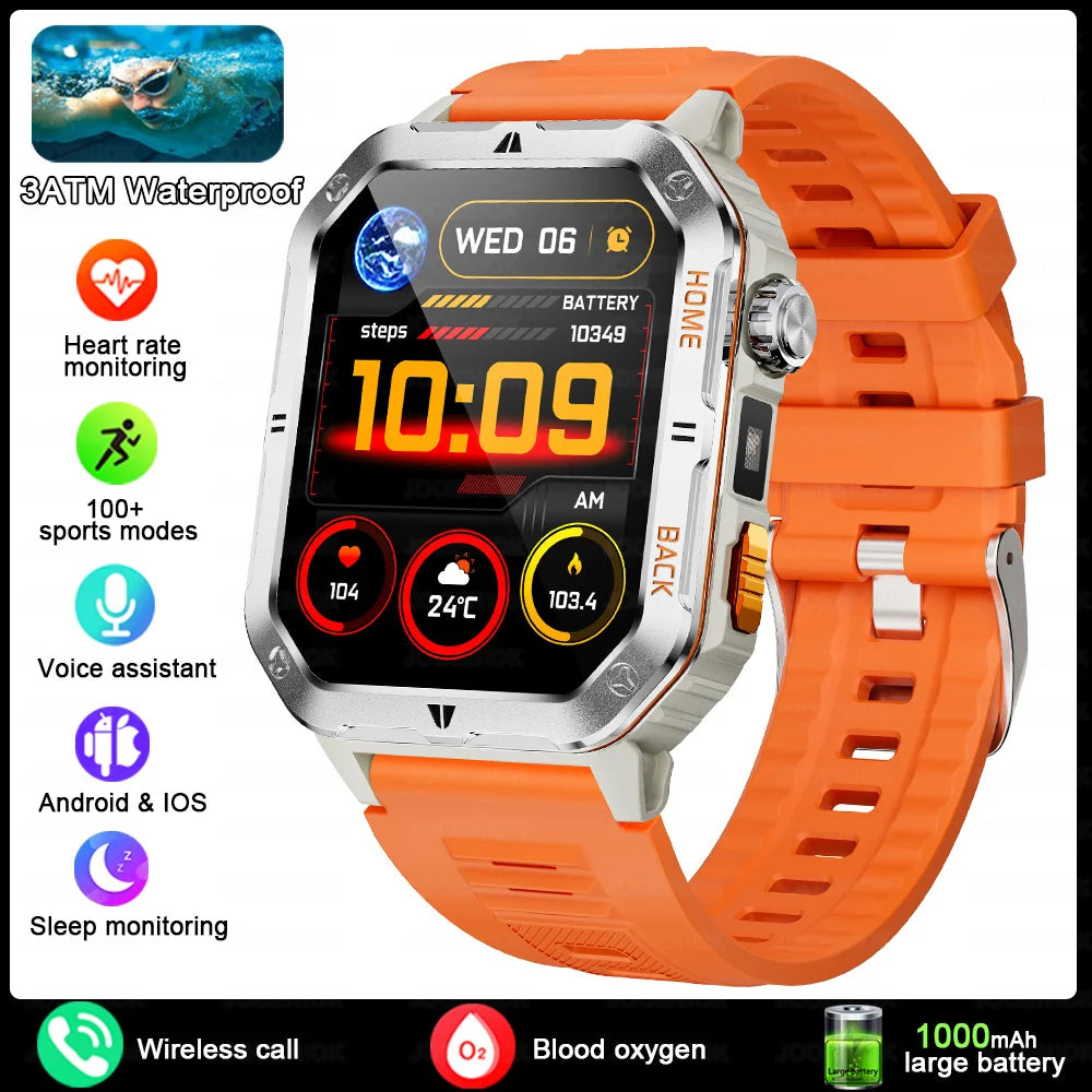 New 1000mAh Battery Outdoor Sports Smart Watch 2.01 inch HD Screen LED Flashlight Bluetooth Talking SmartWatches For Men Women