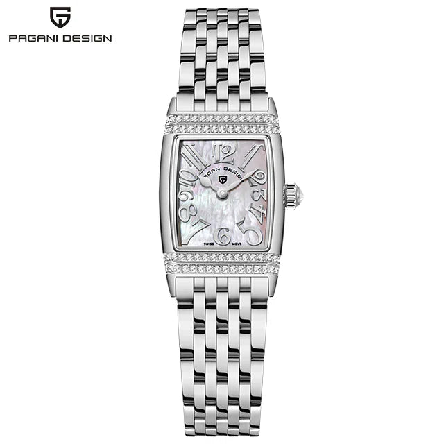 Pagani Design New 22mm Square Women's Quartz Watch Stainless Steel Sapphire Glass 50m Waterproof Women's Quartz Watch
