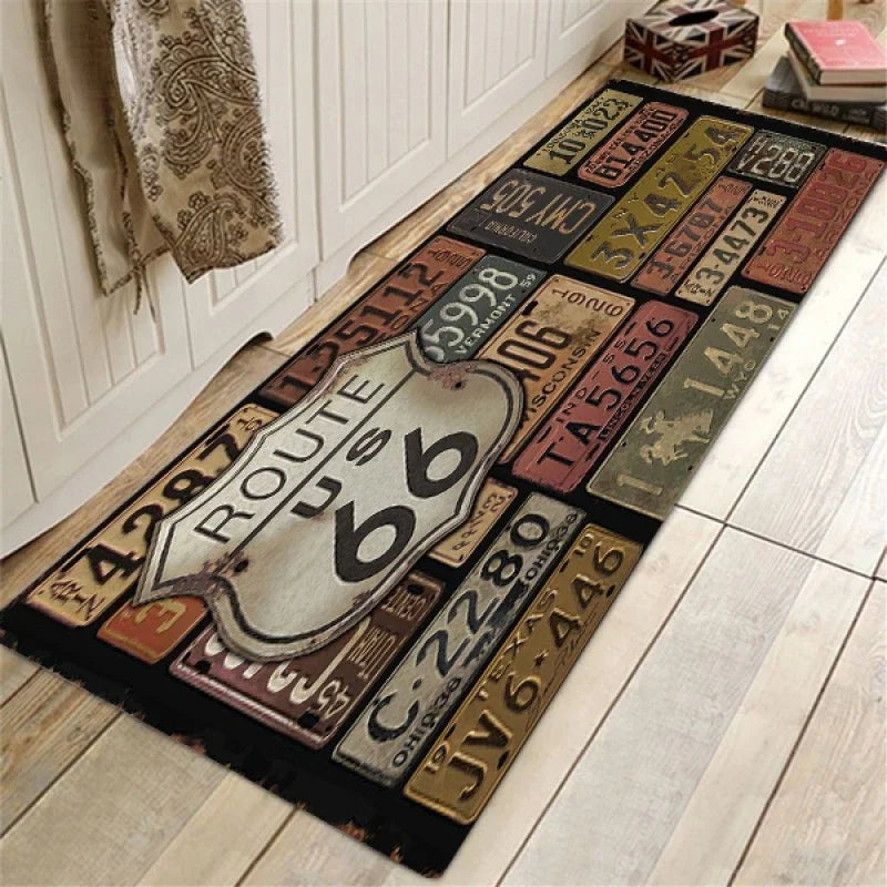 Route 66 Design Kitchen Floor Mat Entrance Doormat Home Decor Carpet for Living Room