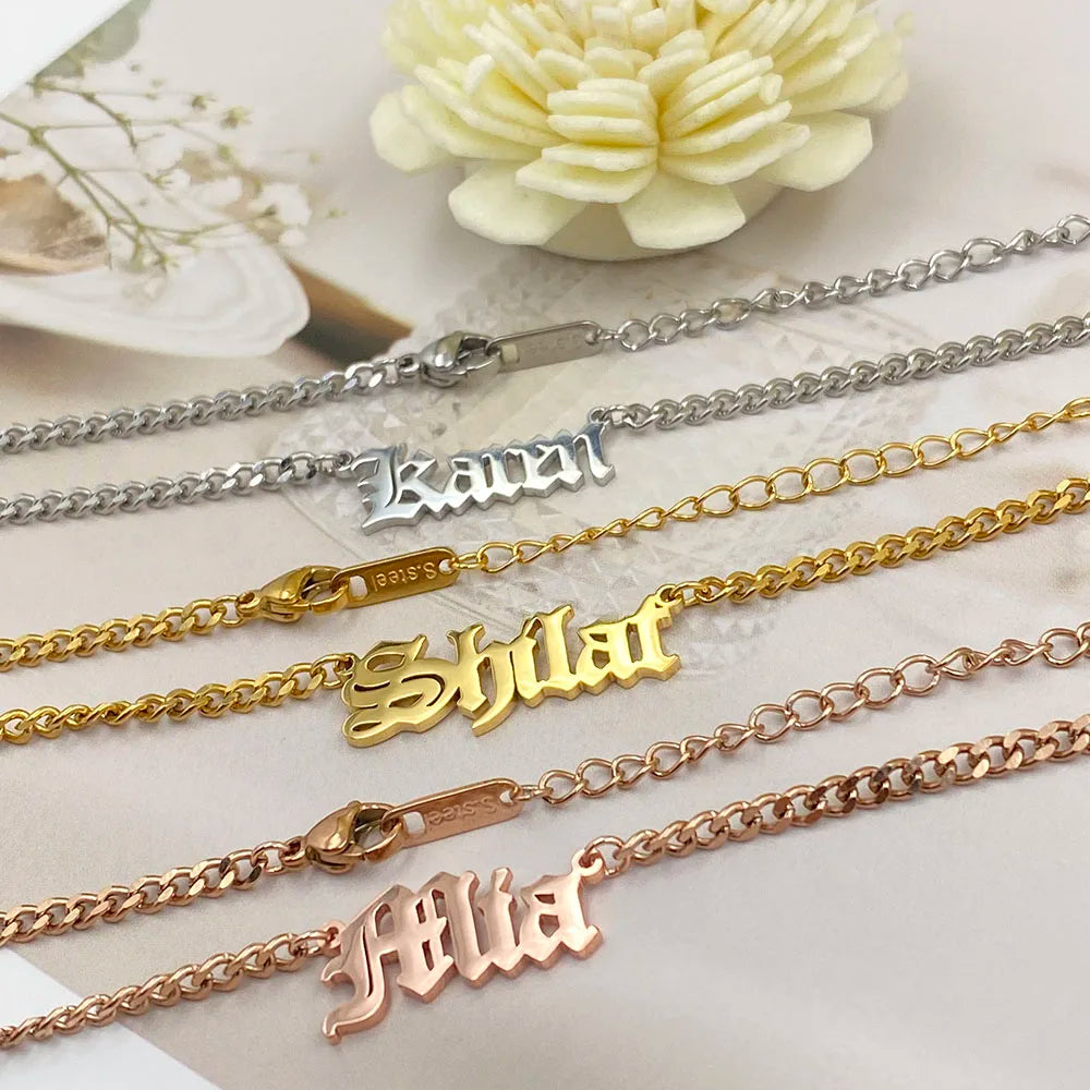Custom Chain Men Name Pendant Customized Necklaces Women Cuban Chains Premium Stainless Steel Necklace Fashion Jewelry Gift