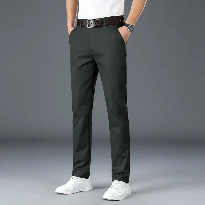 2024 Men's Spring Summer Fashion Business Casual Long Pants Suit Pants Male Elastic
