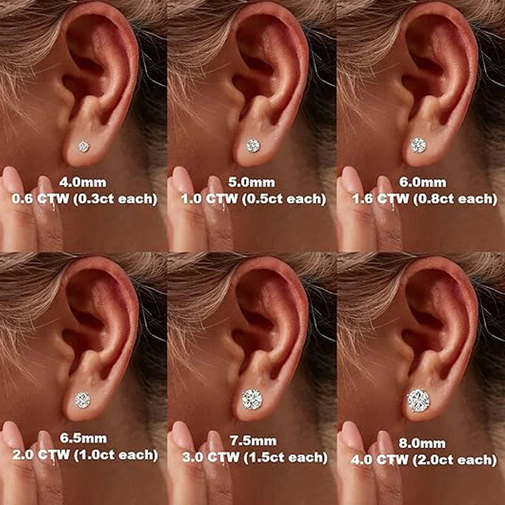 KNOBSPIN 2.0ct Moissanite Earrings for Women Lab Grown Diamond Ear Studs 925 Sterling Silver Fine Jewelry Gift