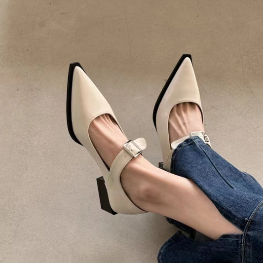 2023 new Ladies Shoes  basic Lace up Women's High heels Square heel Pointed Toe pumps solid color shoes women heels women