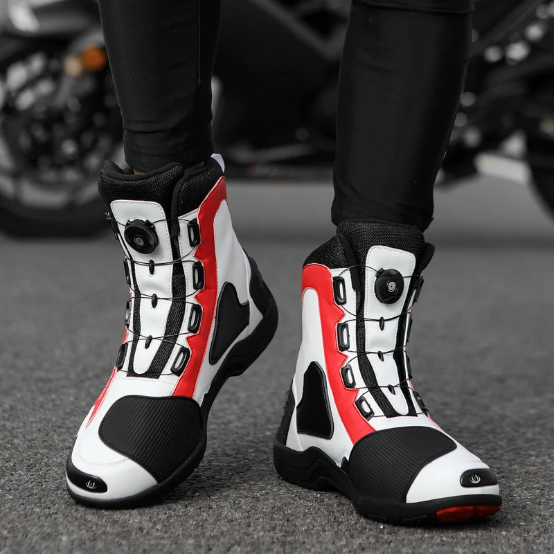 Motorcycle boots four seasons high-top outdoor riding boots fashion protective motorcycle shoes plus size off-road cycling shoes