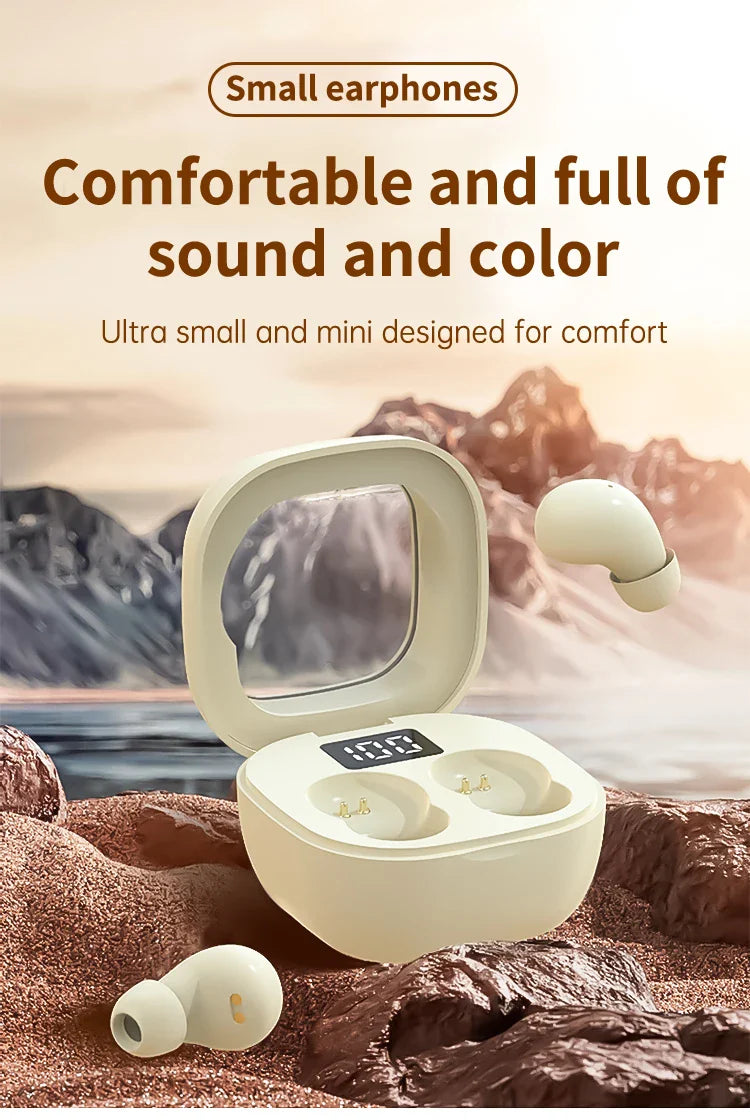 Mini Sleep Wireless Bluetooth Headphones TWS Headsets With Mic Stereo Sport In-ear EarphoneLong Standby HD Call Earbuds Game