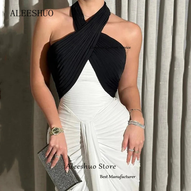 Homecoming Dresses: Evening Dress Pleat Halter Formal Women Party Gowns