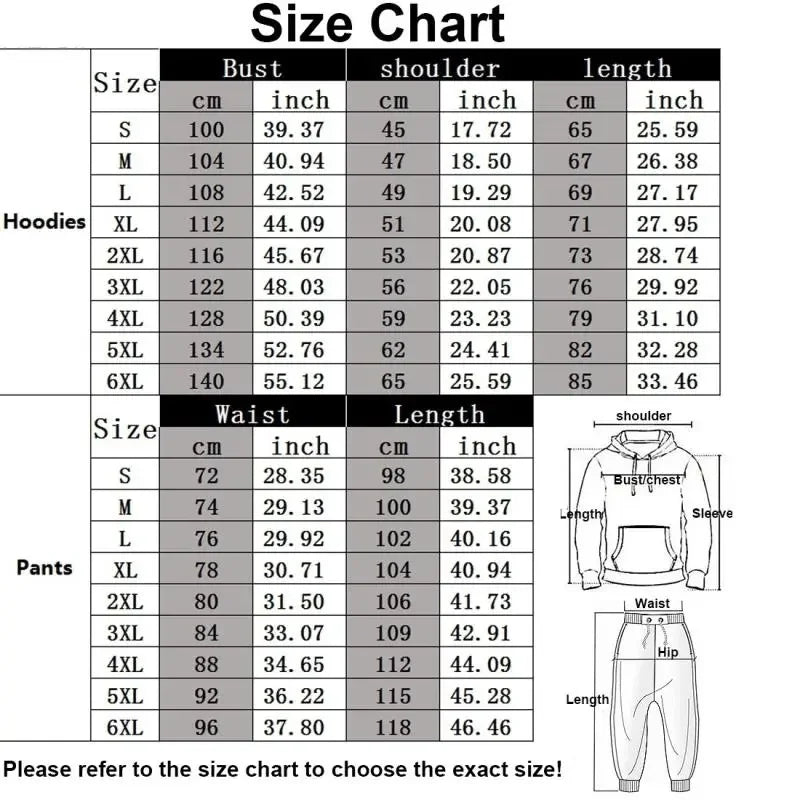 Mens Tracksuit Hooded Sweatshirts and Jogger Pants Gym Outfits Autumn