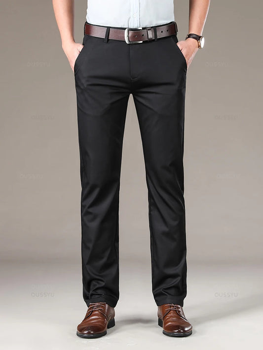High Quality Luxury Straight Business Suit Pants Men Thin Soft Lyocell Fabric Designer