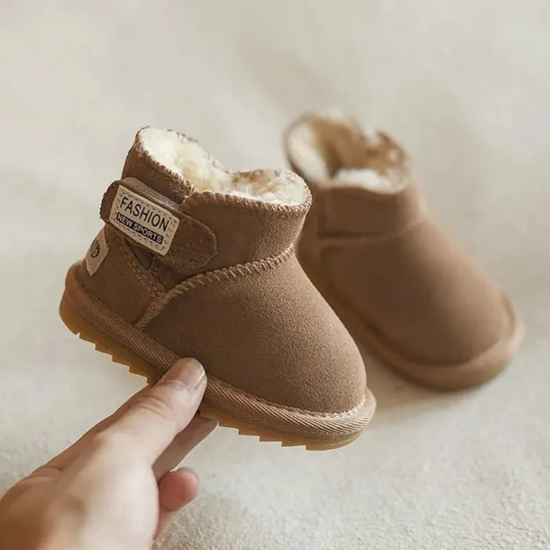 Baby Snow Boots Warm Plush Leather Toddler Shoes Fashion Boys