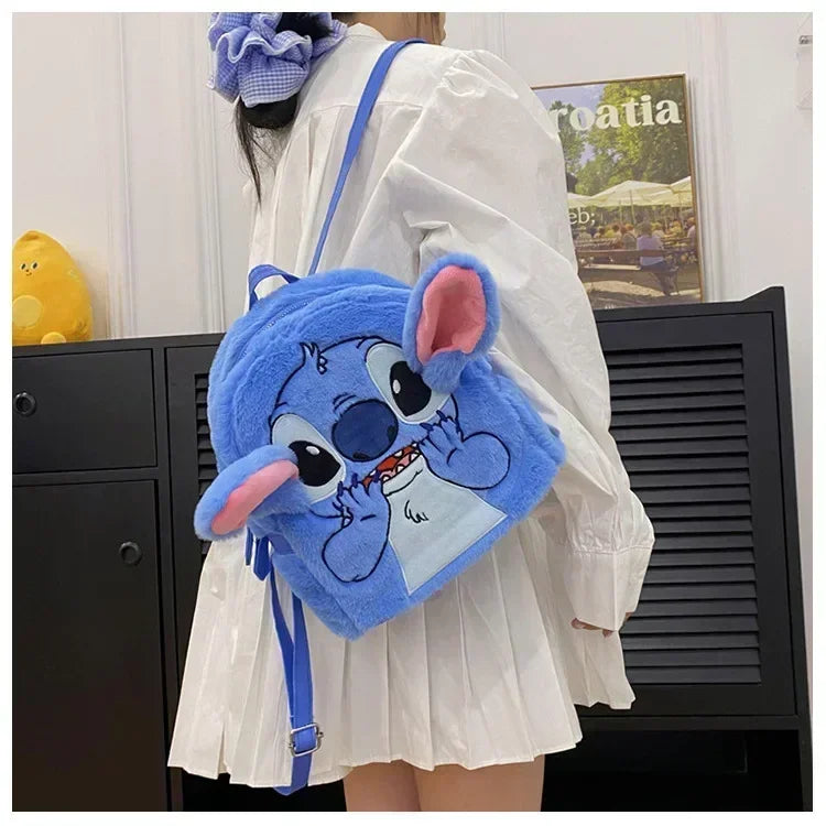 Disney high-quality sewn plush backpack cartoon fashion 3D mini women's backpack large capacity cute children's school bag