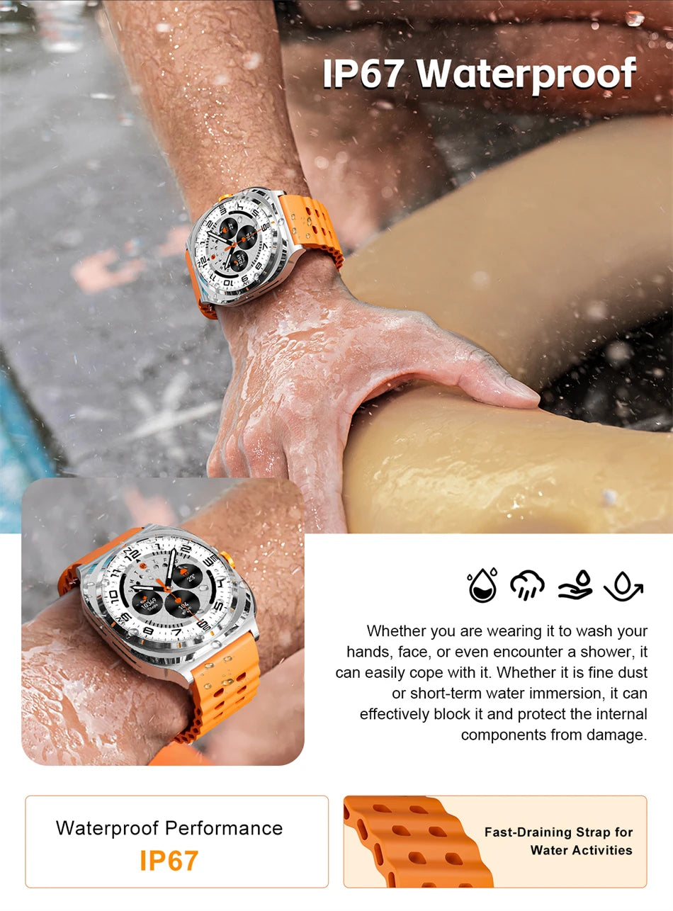 2025 New 6ATM Waterproof Smart Watch Men Outdoor SmartWatch GPS earphone Compass Heart rate LED  Bluetooth Call Sports Gift