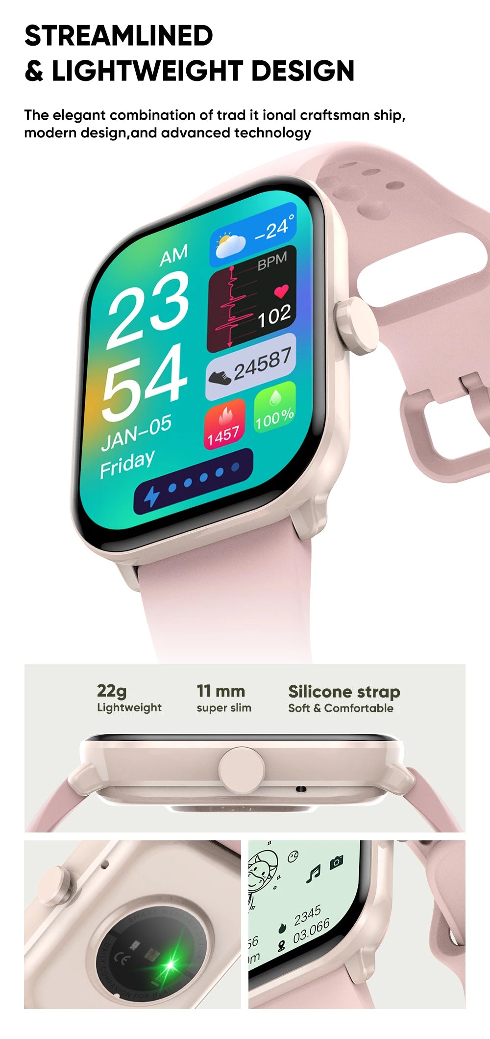 New BOXUXING Watch 5 Global Version Men Women HD AMOLED Screen Heart Rate Bluetooth Call GPS Track Waterproof Sports Smart Watch