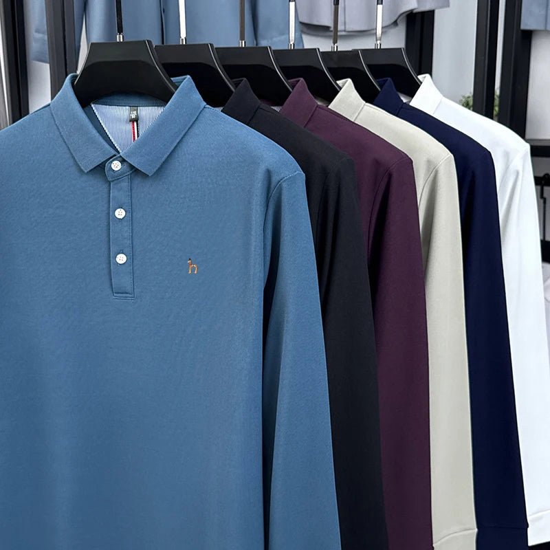 Premium Brand Quality Men's Polo Shirt Autumn Fashion Cartoon Embroid Long Sleeve Exquisite Lapel T-Shirt Business Menswear Top