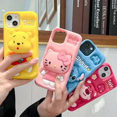 For iPhone 15 Pro Max 15 11 12 Pro 13 14 Pro Max 13Pro 3D Stitch Kitty Face Grip