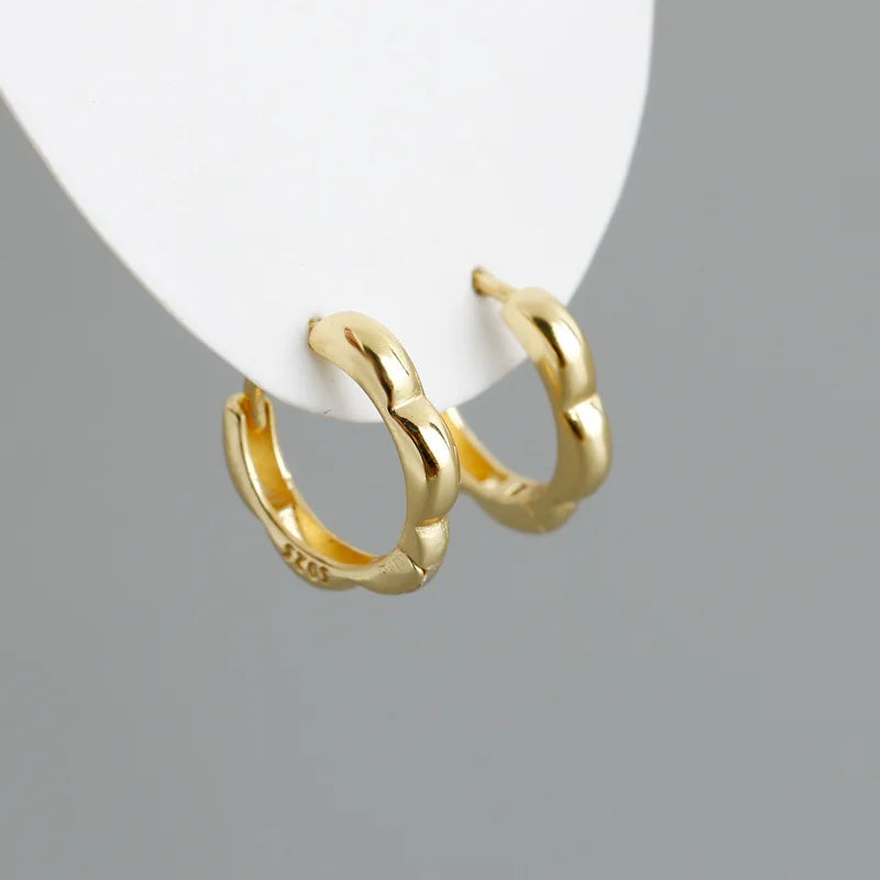 WANTME 925 Sterling Silver Simple European Plum Circle Hoop Earrings For Women Fashion Charms Huggies Party Jewelry Accessories