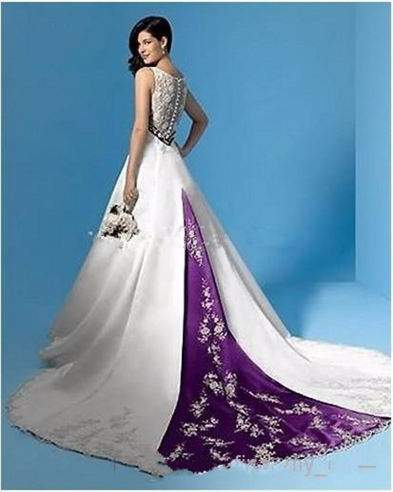 White Bridesmaid Dresses: Vintage Purple And White Plus Size Wedding Dress