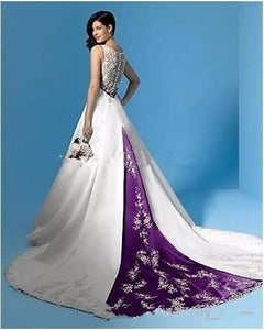 Vintage Purple And White Plus Size Wedding Dress