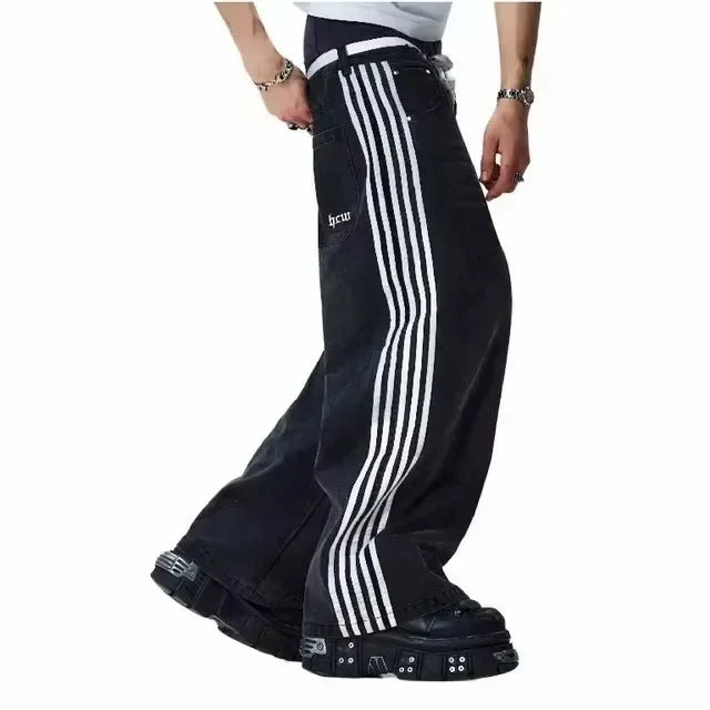 Streetwear Jeans Y2K Harajuku Hip Hop Rock Graphic Print Retro Blue Baggy Jeans