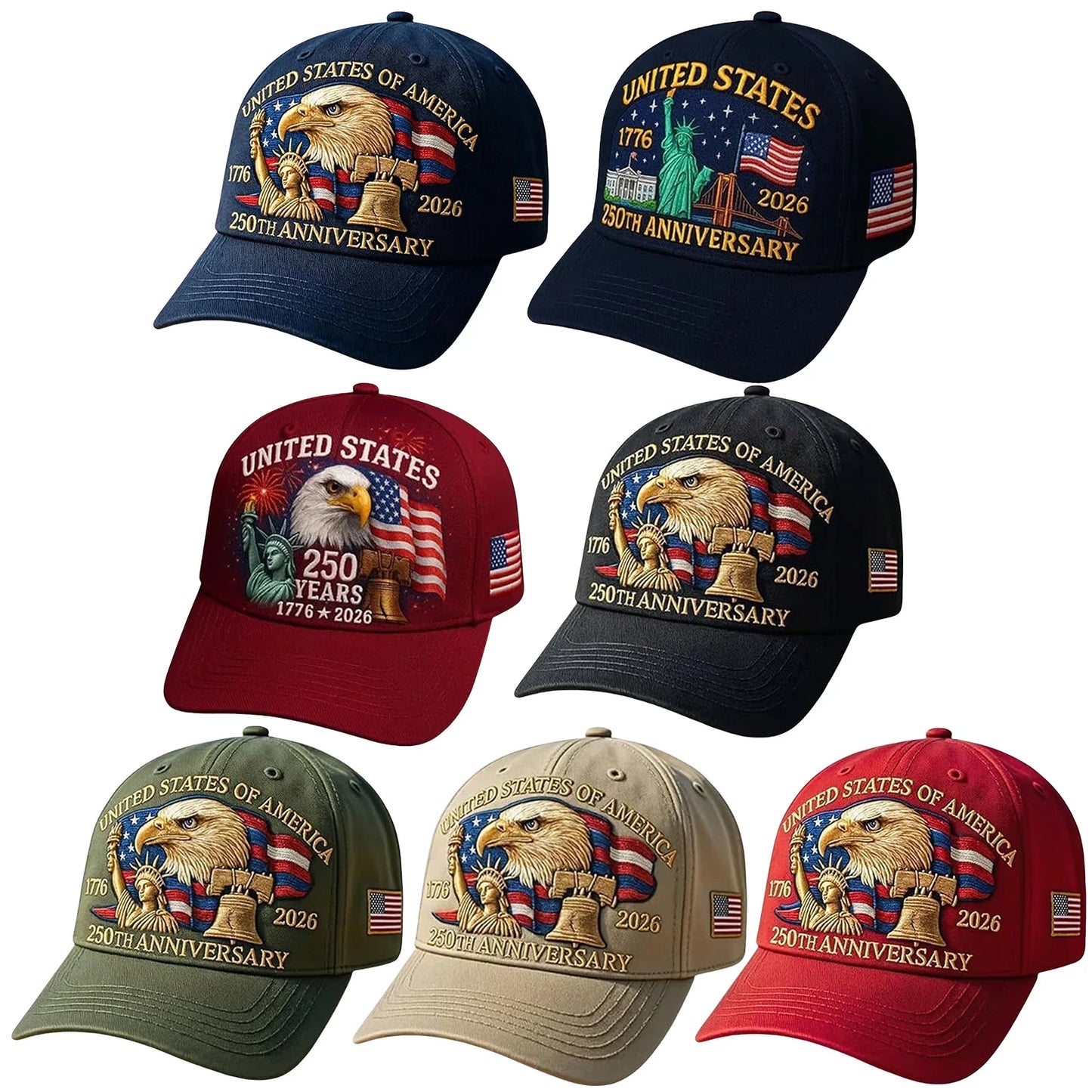 US 250th Anniversary Cap Retro Washed Patriotic Cap Trucker Hat Outdoor Sunhats Sports Hat reathable Baseball Caps for Men Women