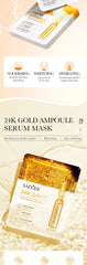 15pcs 24K Gold Hyaluronic Acid Face Mask Facial Firming Moisturizing Hydrating Brightening Facial Masks Skin Care Products