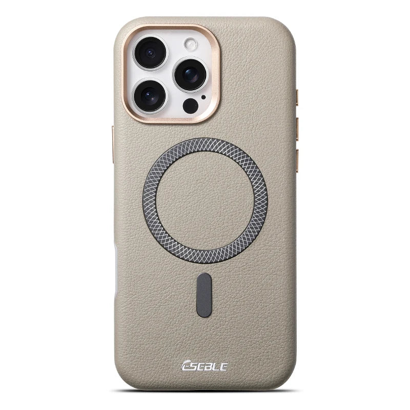 Solid Color Leather For Magsafe Magnetic Shockproof Phone Case For iPhone 17 Pro Max 15 13 14 16 Pro Max Bumper Cover