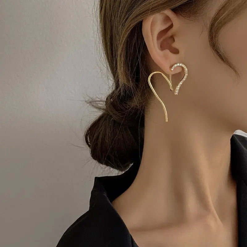 Kiss Jewelry Sweet Heart Rhinestone Butterfly Shape Dangle Earrings for Women Silver Color Korean Fashion Y2K Piercing Earring